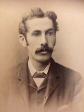 Contemplative Smart Young Man Suit Moustache CDV Original Victorian Photo picture