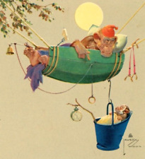 Vtg Lawson Wood Anthropomorphic Monkeys Hammock Call Me Early Card Tintogravure picture