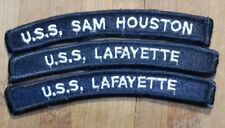 (3) Vintage Military Patch U.S.S. Sam Houston U.S.S. Lafayette Arc-Type Badges picture