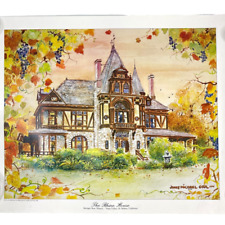 Beringer Bros Winery Rhine House Napa Valley Watercolor Vtg Poster James M. Orr picture