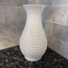 Vintage Fenton 9” White Milk Glasss Hobnail Chimney Lamp Shade picture