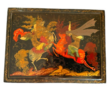 Vintage Russian Lacquer Box Large Palekh Fighting picture