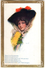 ANTIQUE Postcard    (HAMILTON KING)   PRETTY LADY - 