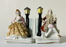 Vintage Porcelain Lace Victorian Man & Woman Figurines picture