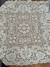 ANTIQUE VICTORIAN CREAM FRENCH LACE TABLE CLOTH PIANO COVERLET TAPESTRY TEXTILE picture