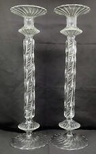 Twirl Glass Hollow Candlestick Holders Made In Paris France Artist Signed 15