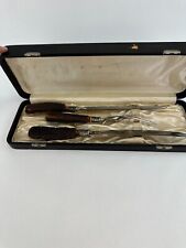 Vintage Meriden Cutlery Co Carving Cutlery Horn Carving Set with Case picture