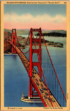 Vtg 1930s Golden Gate Bridge Marin Shore San Francisco California CA Postcard picture