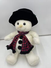 Vintage 1997 Snowden Christmas Plush Snowman Plaid Scarf Black Top Hat picture