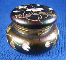 RARE Bohemian / Loetz Glass Dresser Jar - Enamel Decorated picture