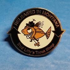 Vintage Bud Lilly's Trout Shop Montana Lapel Pin picture