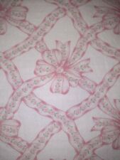 Gorgeous Cottimaryanne Queen Flat Sheet White Pink Ribbon Bows Scalloped Border picture