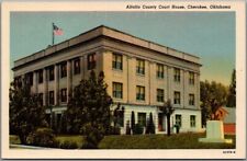 1940s CHEROKEE, Oklahoma Postcard ALFALFA COUNTY COURT HOUSE / Curteich Linen picture