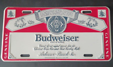 Vintage Anheuser-Busch Budweiser Beer Tin Metal License Plate Sign Red white Blu picture