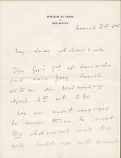 Jean Jules Jusserand SIGNED AUTOGRAPH Diplomat Letter to Admiral George Dewey picture