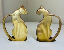 1960s Vintage Brass Cat Bookends Mid Century Modern  Pair - Gump's Statue figure picture