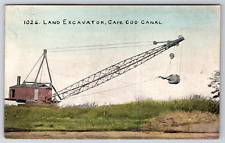 c1910s Land Excavator Cape Cod Canal Bucket Dragline Vintage Postcard picture