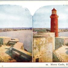 c1900s Havana, Cuba Morro Castle Lighthouse Stereoview Old World Star Fort V36 picture