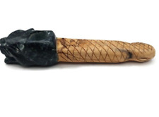Handmade Artisan Pipe in Natural Stone Puma Head Snake Body picture