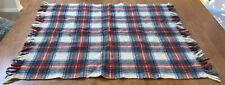 1950’s WOOL PLAID BLANKET  Tartan VINTAGE (Red, white, blue and green) picture
