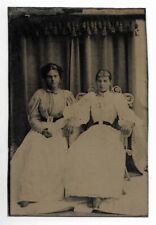 Antique ORIGINAL TINYPE Women Sitting Close VICTORIAN FRIENDSHIP PHOTO picture