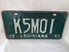 Vintage 1963 Louisiana Amateur Radio K5MOI License Plate 70123 picture