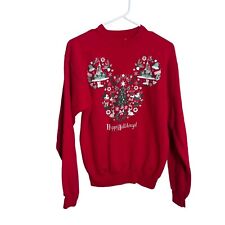 Disney Parks Happy Holidays Sweatshirt Adult Small Red Christmas Sweater picture