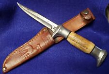 Vintage Edge Brand C51 Bird Knife Stag Handles embossed Sheath Solingen picture
