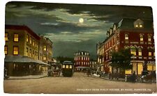 Antique 1918 Postcard to Soldier Broadway From Public Square by Night Hanover PA picture