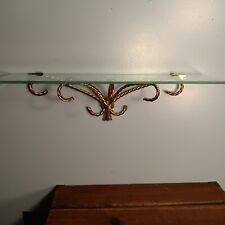 Vintage Homco Home Interiors Twisted Brass Rope & Clear Glass Wall Shelf, 1980's picture