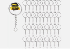 100 Pack Key Ring with Chain and Open Jump,1 Inch Split round Keychain Rings Bul picture
