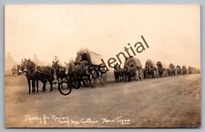 Real Photo Camp MacArthur US Army Military Wagons At Waco Texas TX RP RPPC M154 picture