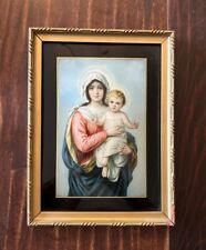 Vintage Estate Framed Virgin Mary & Child Color Lithograph; 5 5/8”x7.5” picture