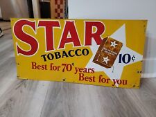 c.1930s Original Vintage Star Tobacco Sign Metal Embossed Tin Cigarettes Texas picture