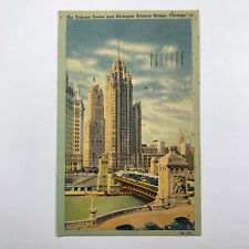 Postcard Illinois Chicago IL Tribune Tower Michigan Avenue 1944 Linen Posted picture