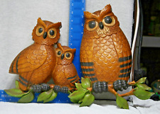 Vintage 1960s Homco Owl Family 2 Piece Wall Hanging Made In USA Plastic picture