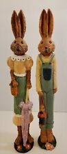 Tall Skinny Rabbit Figurines Mom & Pop With Little Bunny And Umbrella Set Of 2  picture