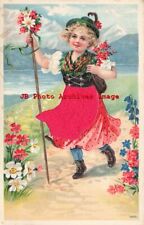 Girl in Native Ethnic Costume, Silk Added Dress, Swiss Alps? picture