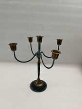 Vintage Green Verde Brass Candelabra 5 Candlesticks Candle Holder 4 Arms Taiwan picture