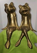 Vintage Set Of Brass Frog Shelf Sitters Made In India picture