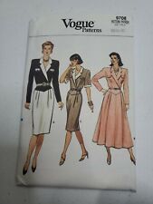Vtg 1987 Vogue Sewing Pattern 9708 Career Wear Fit & Flare Dress Size 12 14 16 picture