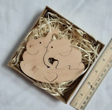 New, Wooden Elephant Couple Puzzle Valentine/Baby Gift picture