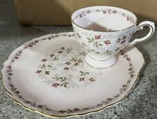 Tuscan Fine English Bone China Charmaine Tinted Pink Rose Teacup/ Snack Plate picture