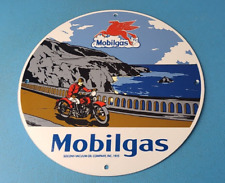 VINTAGE MOBILGAS GASOLINE PORCELAIN MOBIL OIL PEGASUS MOTORCYCLE SERVICE SIGN picture