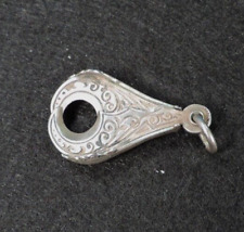 antique HINGED / ENGRAVED STERLING SILVER WATCH FOB CIGAR CUTTER picture