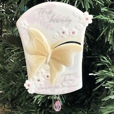 2008 True Beauty Hallmark Keepsake Ornament Porcelain Butterfly Pink Jewels picture