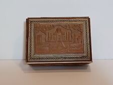 Antique Taj Mahal Carved Wood And Inlay Hinged Box picture