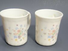 Arcopal Ivory Cream Milk Glass Pastel Floral Mug Set of 2 France Vintage  picture