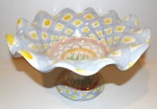 FABULOUS MACKENZIE CHILDS POTTERY AALSMEER TULIP FLUTED PEDESTAL COMPOTE BOWL picture