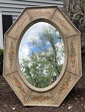 Vintage 1960s Turner Wall Accessory Mirror #4601 Octagon Wood Frame Floral 34x26 picture